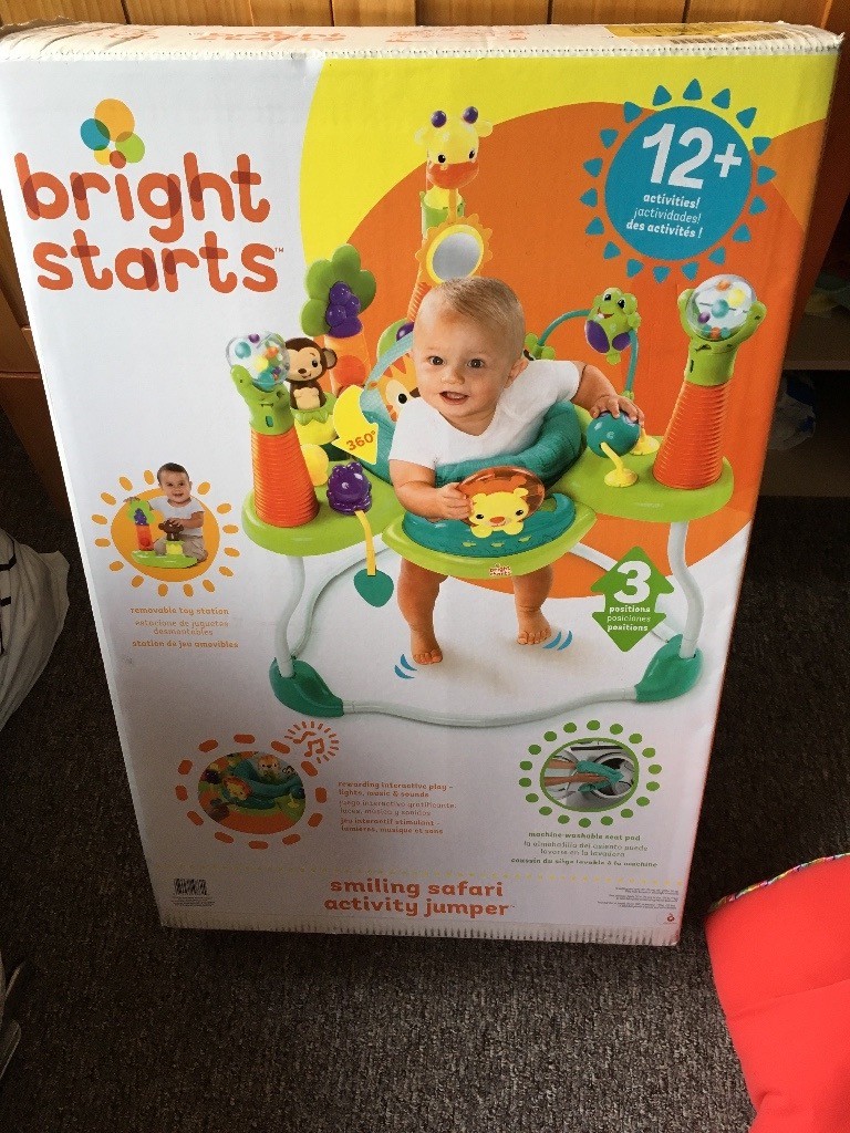 bright starts smiling safari door jumper